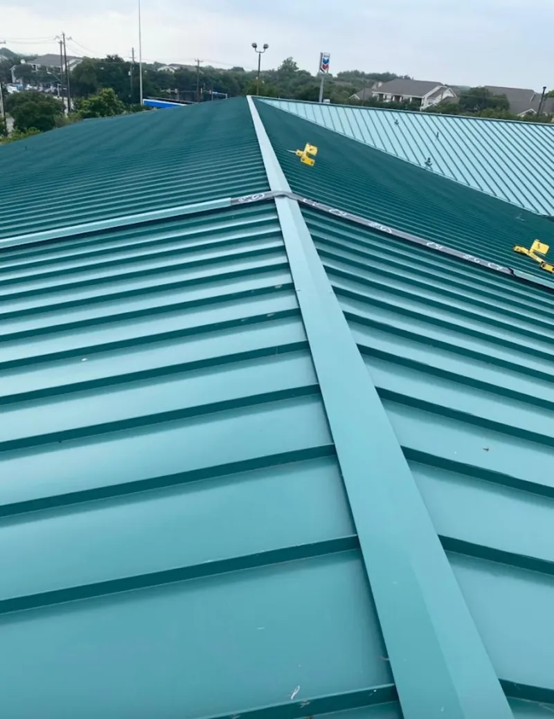 Green commercial metal roof ridge and valley for Metal Roof Repair in Wawayanda